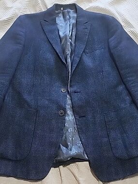 Joseph Abboud Comero Dark Blue Men's Size 42L Linen Wool Blend Sport Coat